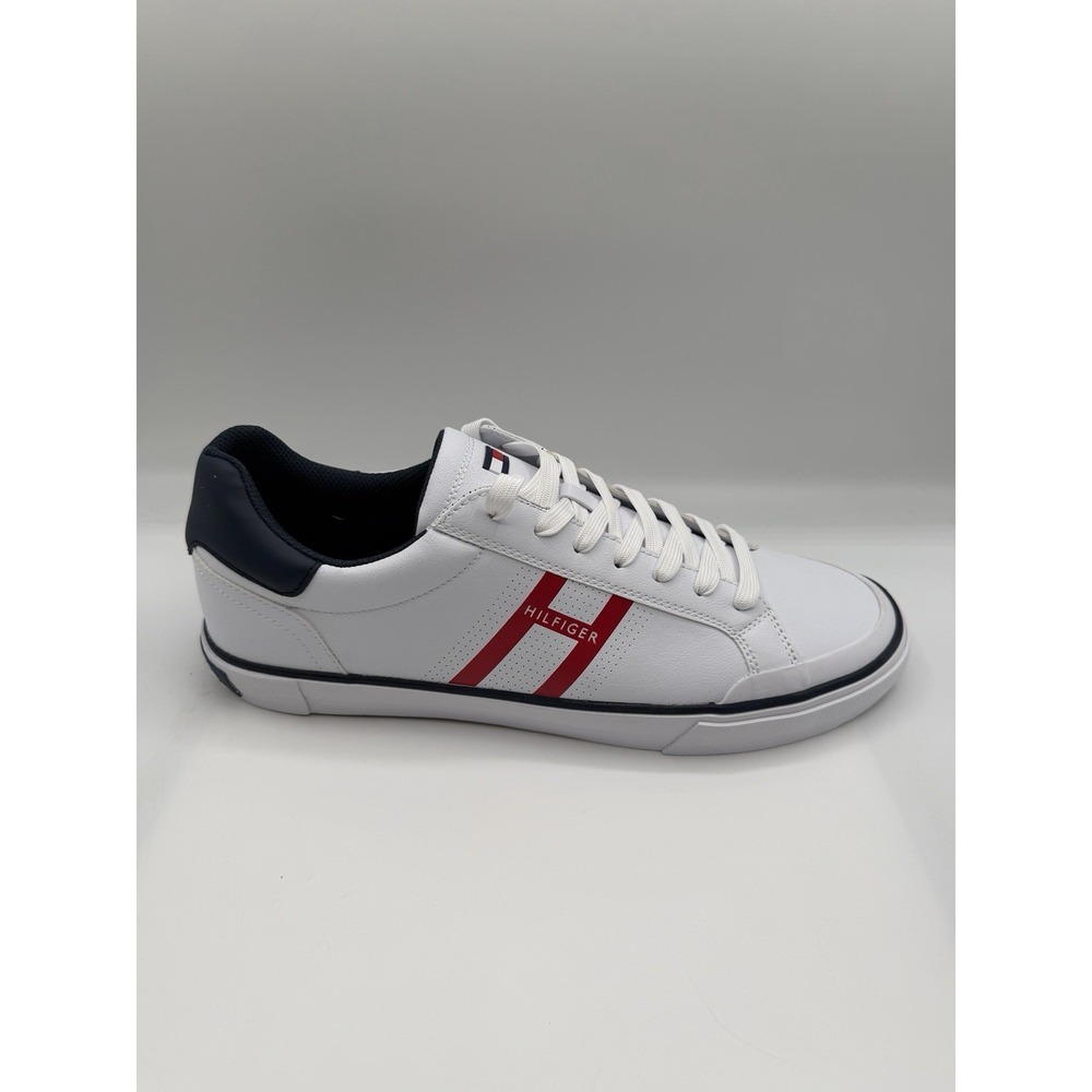 Tommy Hilfiger TMPravin Sneaker,Men's 12, EU 45.5,White Navy,Lace Up,NEW/DEFECTS